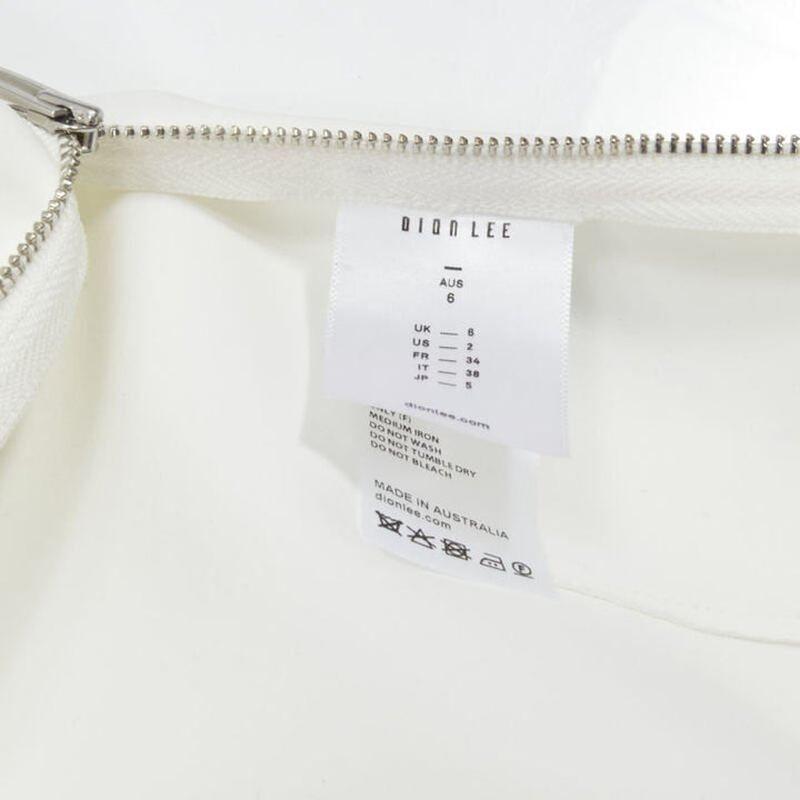 DION LEE white honeycomb cut out fringe hem midi skirt AUS 6 US2 XS