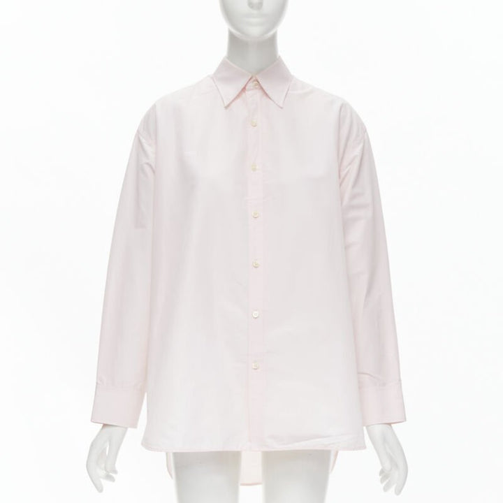 BALENCIAGA 2016 pink button pinched collar oversized shirt FR38 S