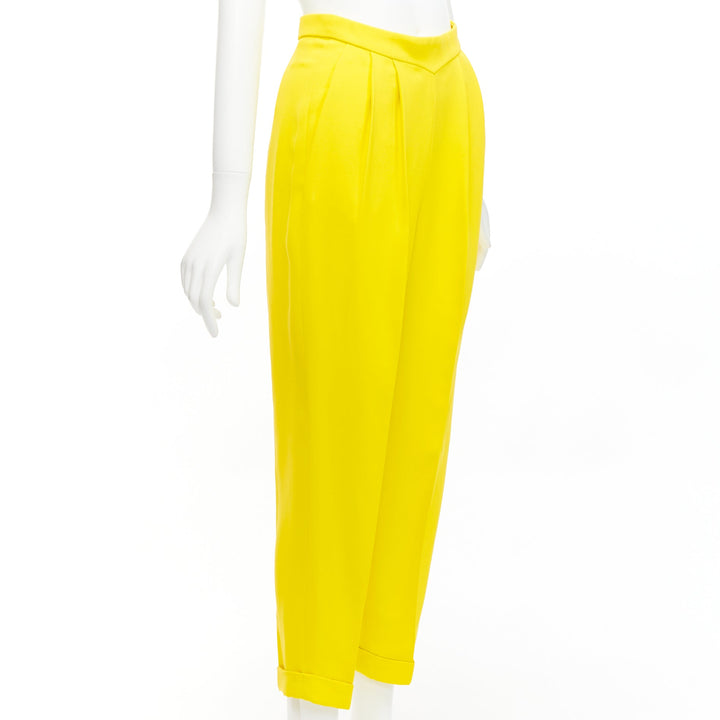 DELPOZO yellow viscose blend high V waistband harem pants FR36 S