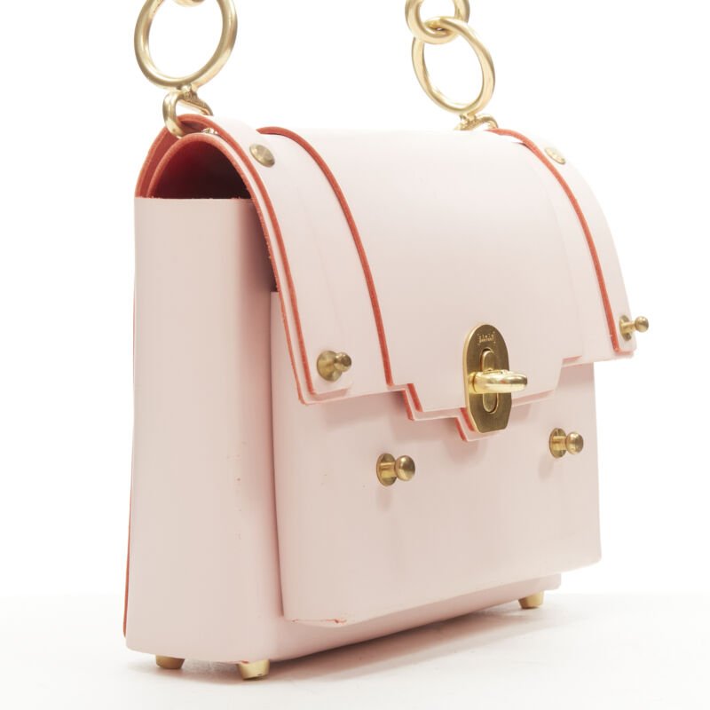 NIELS PEERAER Recycle pink Vegetable leather top handle half moon bag