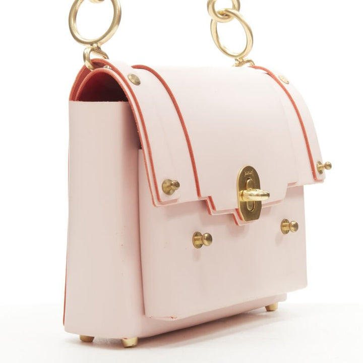 NIELS PEERAER Recycle pink Vegetable leather top handle half moon bag