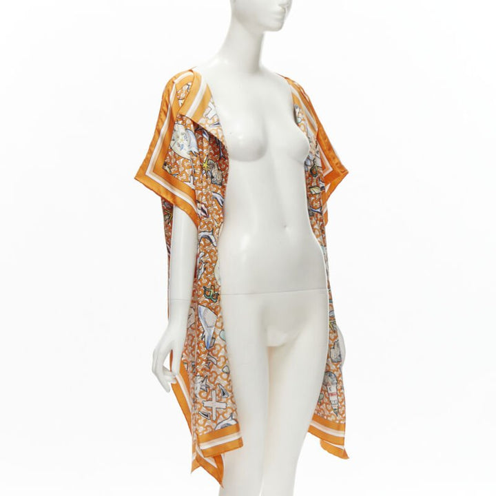 BURBERRY RICCARDO TISCI Marine TB monogram 100% silk orange scarf jacket