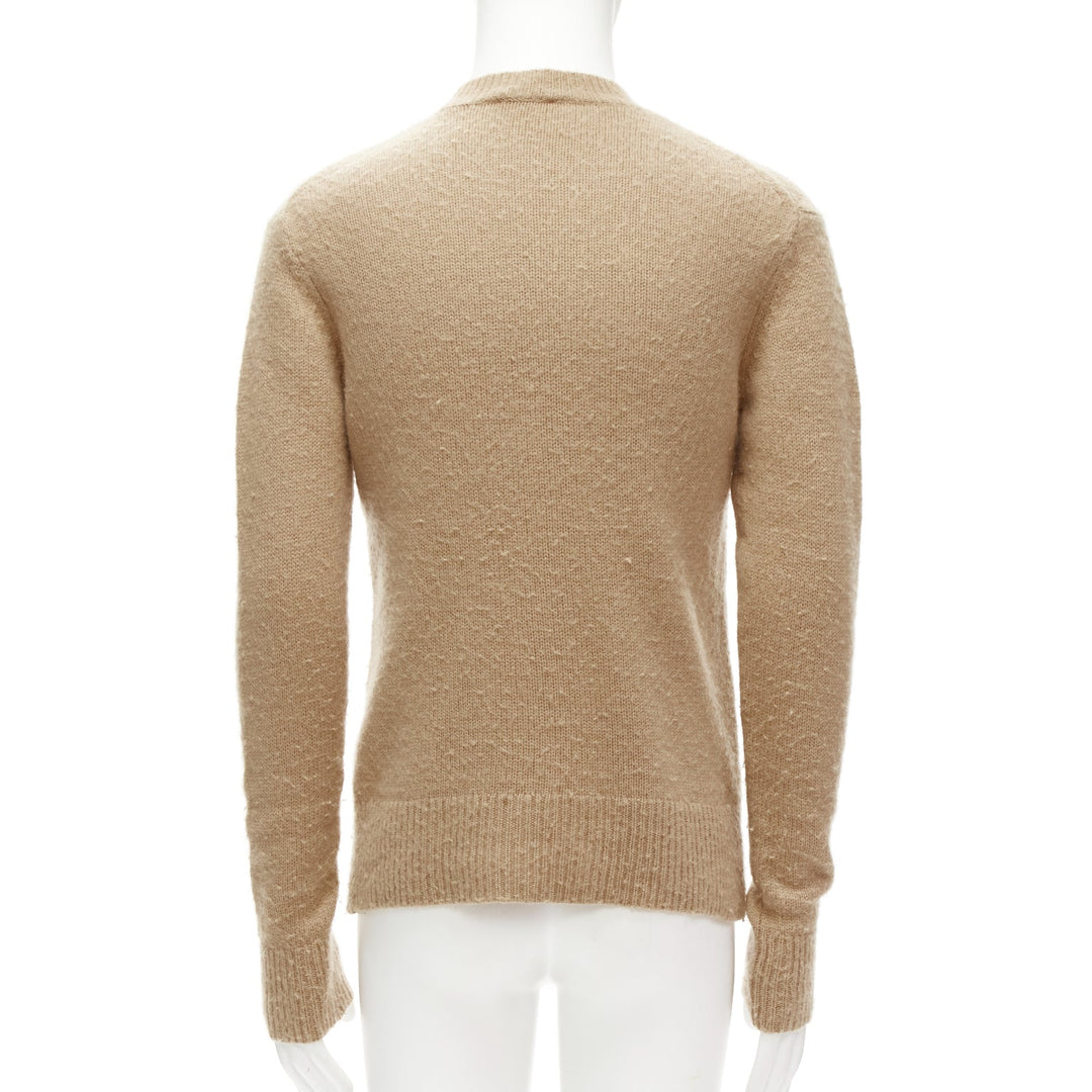 ACNE STUDIOS Peele beige wool cashmere brushed crew neck sweater S