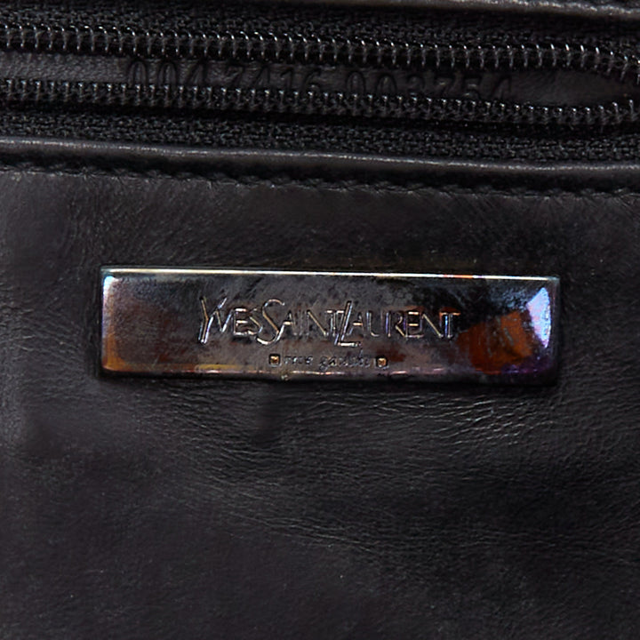 YVES SAINT LAURENT pink metallic scaled leather wraparound clutch bag