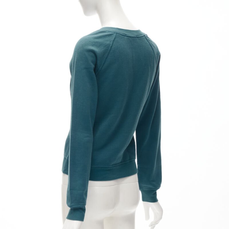 LOUIS VUITTON teal blue bow lock charm patch pocket cotton fleece sweater S