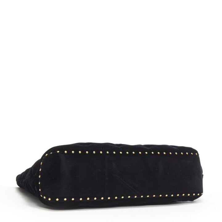 VERSACE Runway Pillow Talk black velvet quilted foldover clutch tote bag