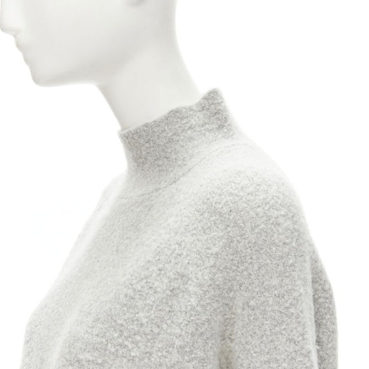 THEORY grey wool blend fuzzy stand collar step hem sweater XS