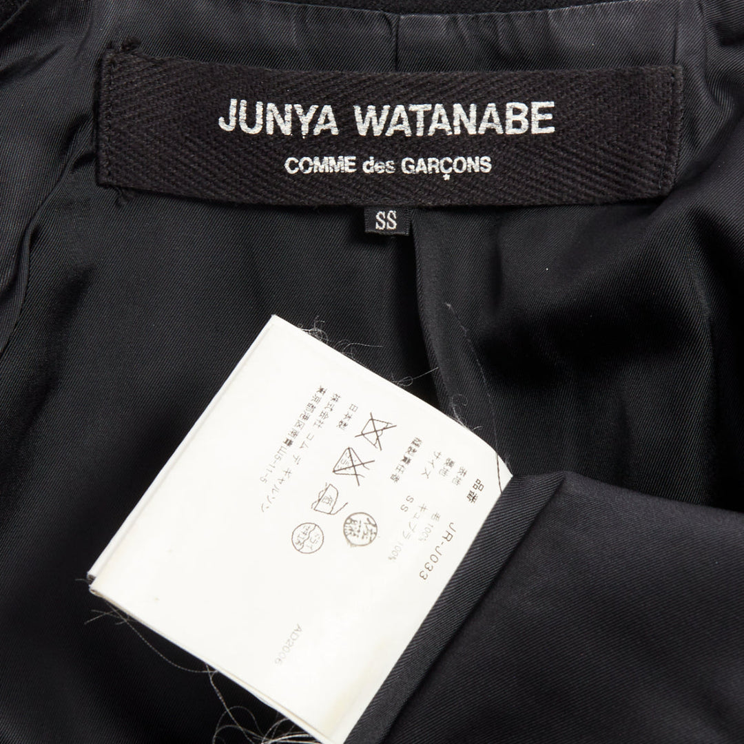 JUNYA WATANABE 2006 black wool contrast wide collar flap pocket blazer XS