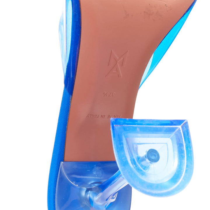 AMINA MUADDI Lupita blue clear PVC spool lucite heel sandal EU37.5