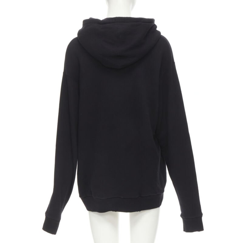 GUCCI Cat sequins Future print black cotton oversized hoodie S