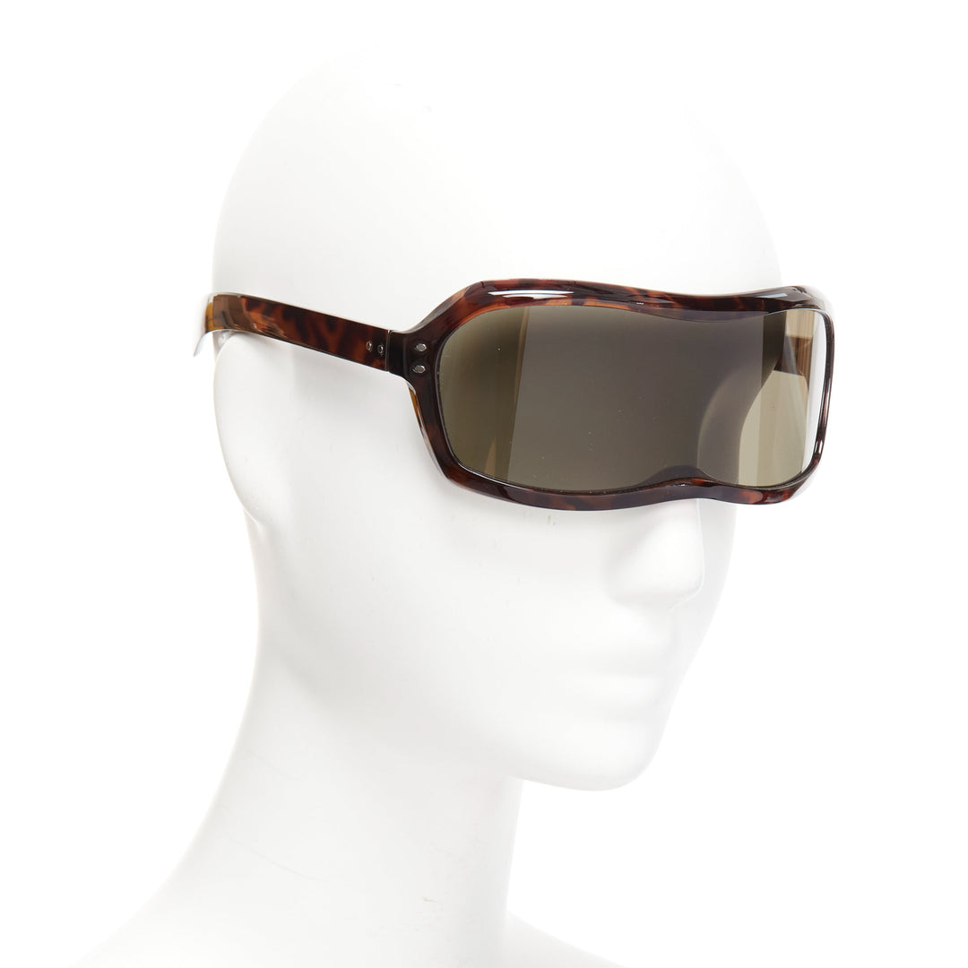 rare MAISON MARTIN MARGIELA Incognito brown tortoise shield visor sunglasses