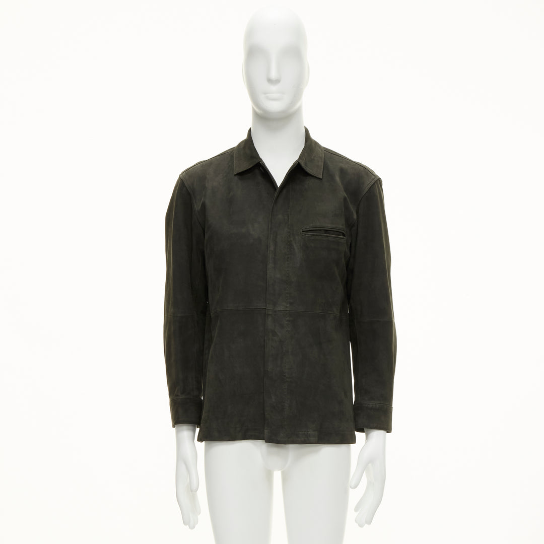 ISSEY MIYAKE WHITE LABEL grey cowhide suede leather overshirt jacket JP1 S