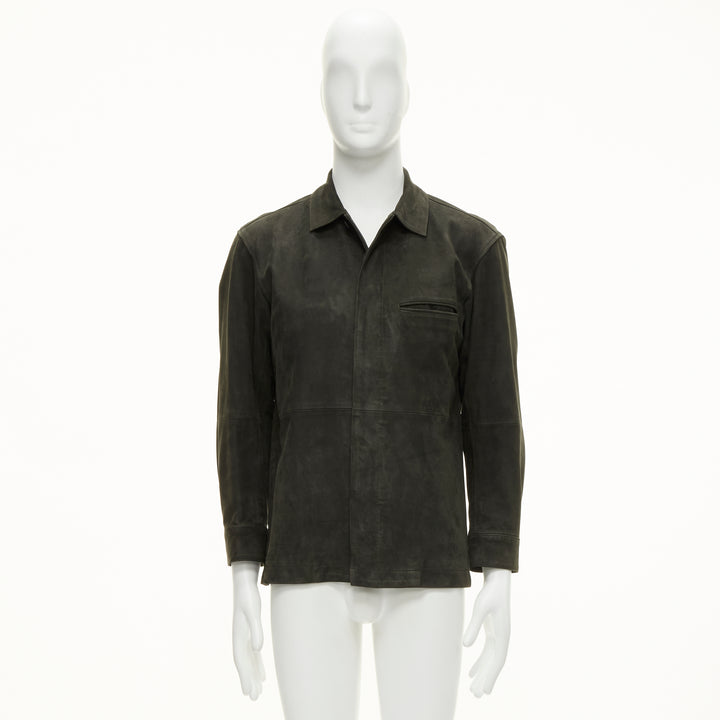 ISSEY MIYAKE WHITE LABEL grey cowhide suede leather overshirt jacket JP1 S