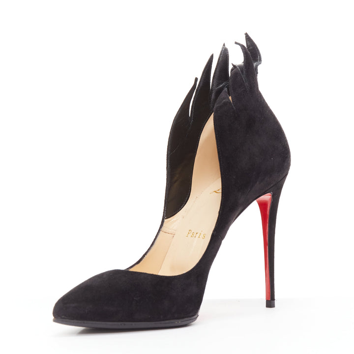 CHRISTIAN LOUBOUTIN Victorina Flame black suede stiletto pigalle pump EU37