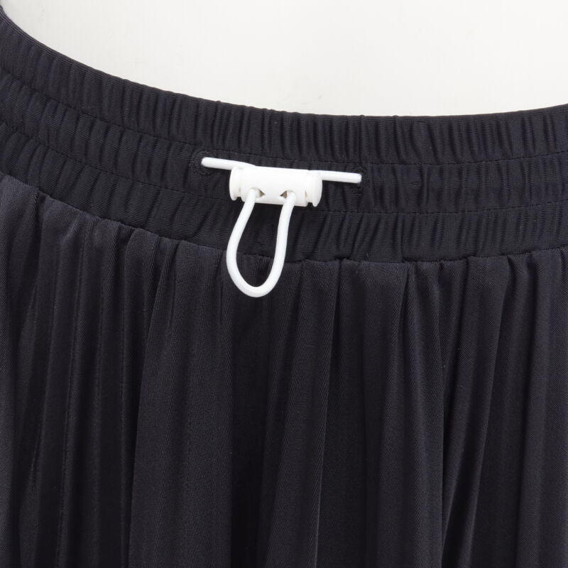 VALENTINO black pink stripes patchwork pleated toggle pleated midi skirt XS