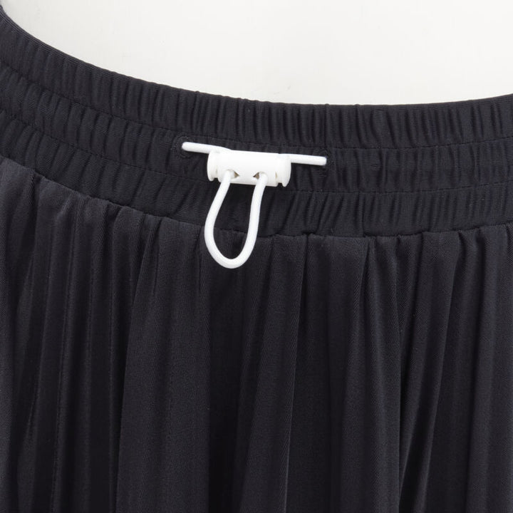 VALENTINO black pink stripes patchwork pleated toggle pleated midi skirt XS