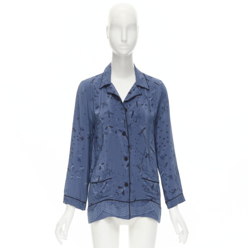 VALENTINO 100% silk 2017 Garden of Early Delights Corpora silk blue shirt S