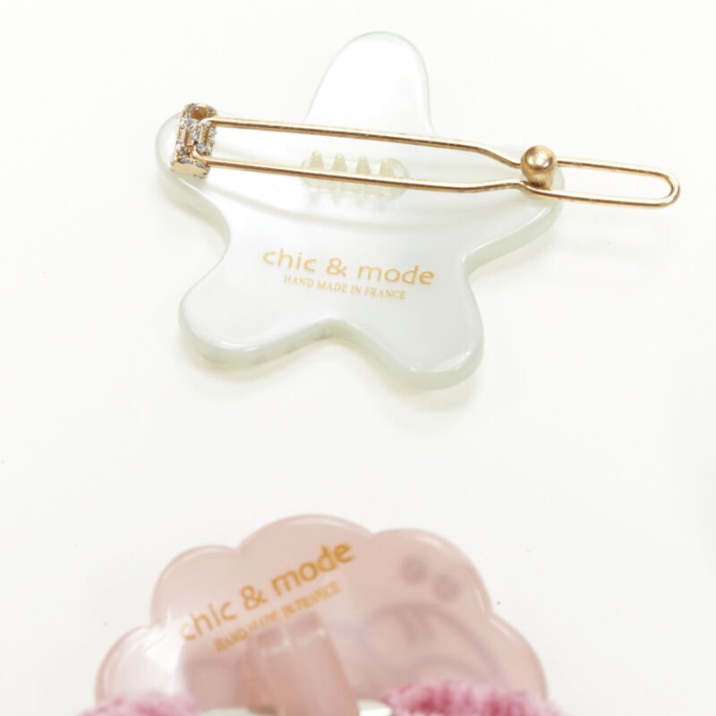 CHIC & MODE Alexandre Zouari 4X green crystal star pink sheep hair clip tie