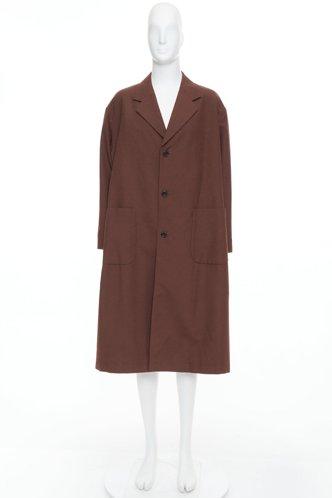 YOHJI YAMAMOTO Y's brown wool mohair single breast long boxy coat JP3 L
