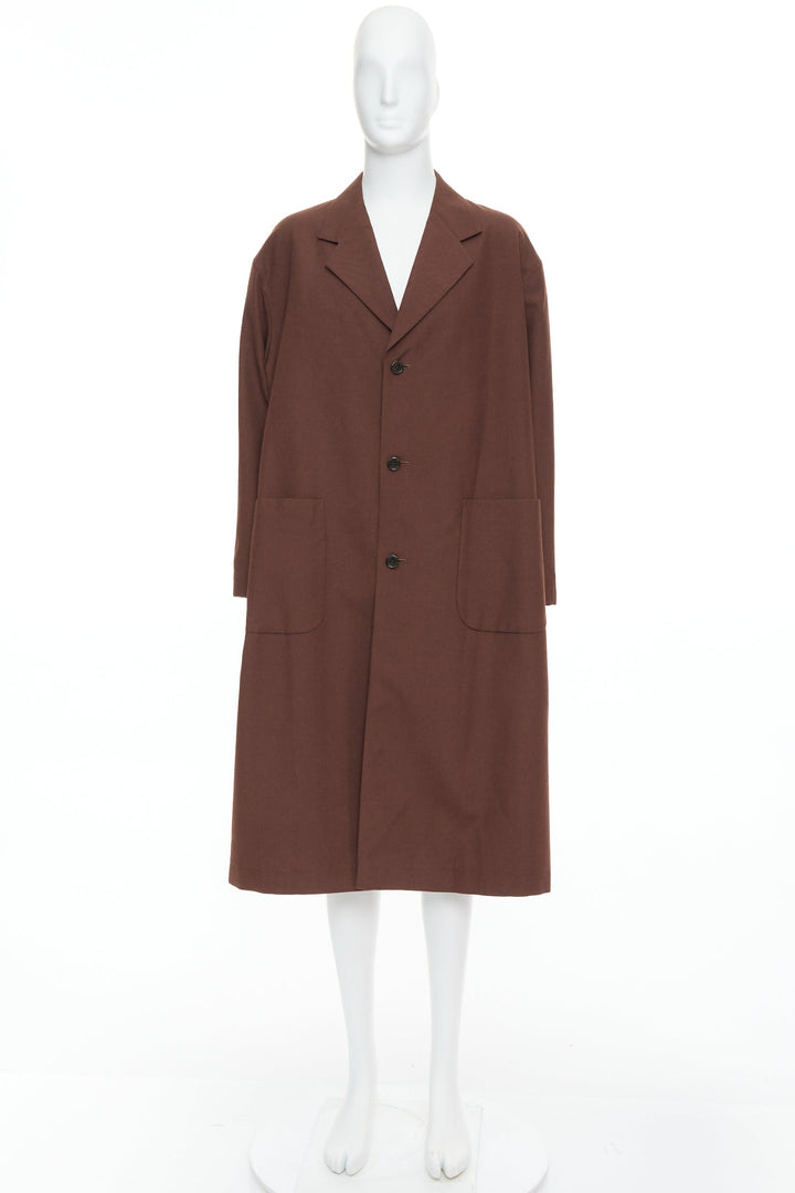 YOHJI YAMAMOTO Y's brown wool mohair single breast long boxy coat JP3 L