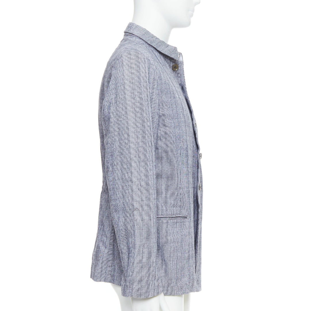 YOHJI YAMAMOTO Y's washed blue cotton drawstring waist blazer jacket JP3 L