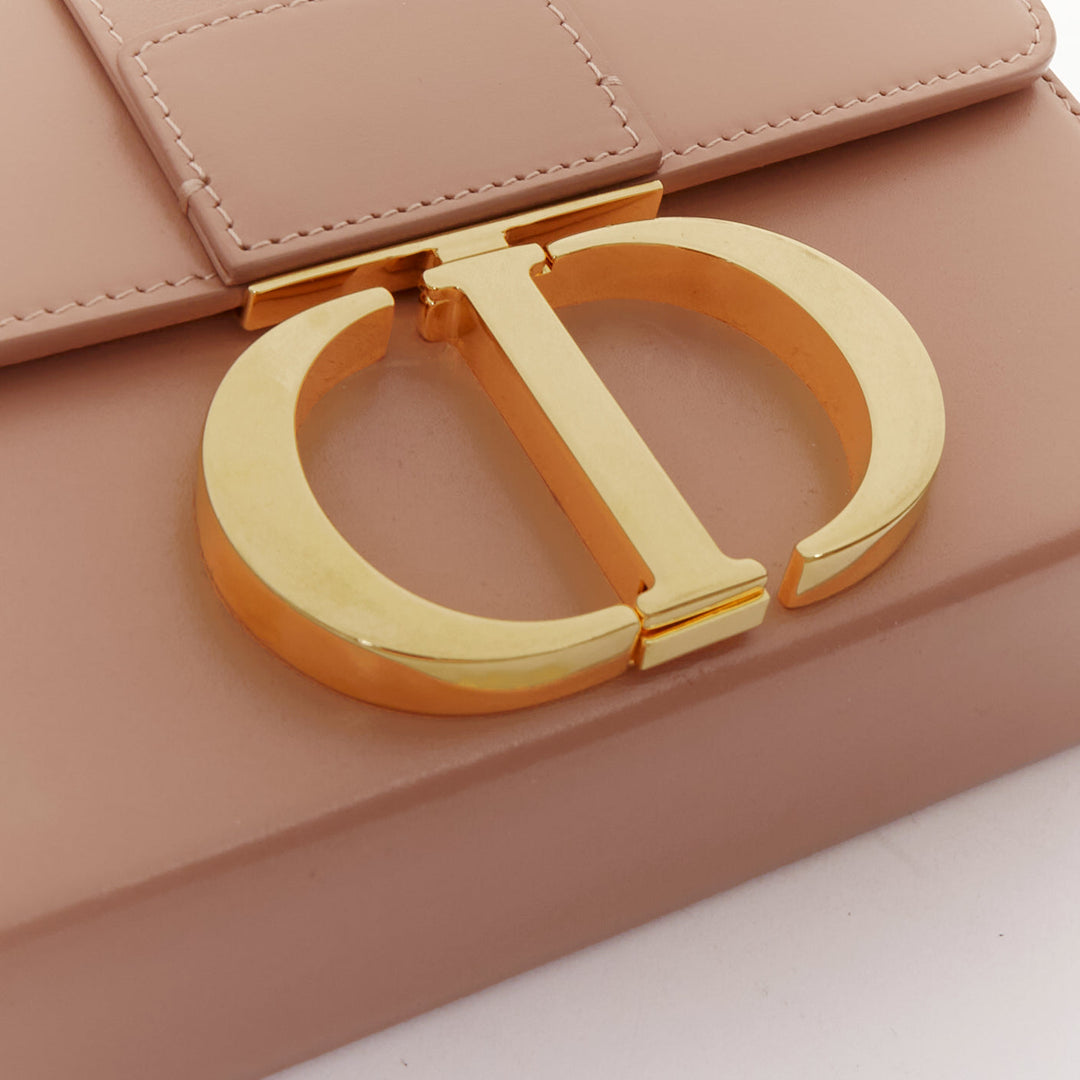 CHRISTIAN DIOR 30 Montaigne Box Mini nude leather gold CD buckle crossbody bag