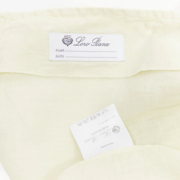LORO PIANA 100% linen light yellow collared pocketed casual shirt S