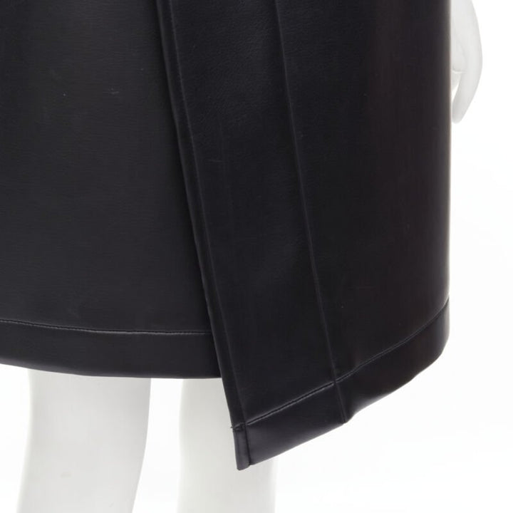 COMME DES GARCONS Vintage black faux leather silver buckle wrap skirt M