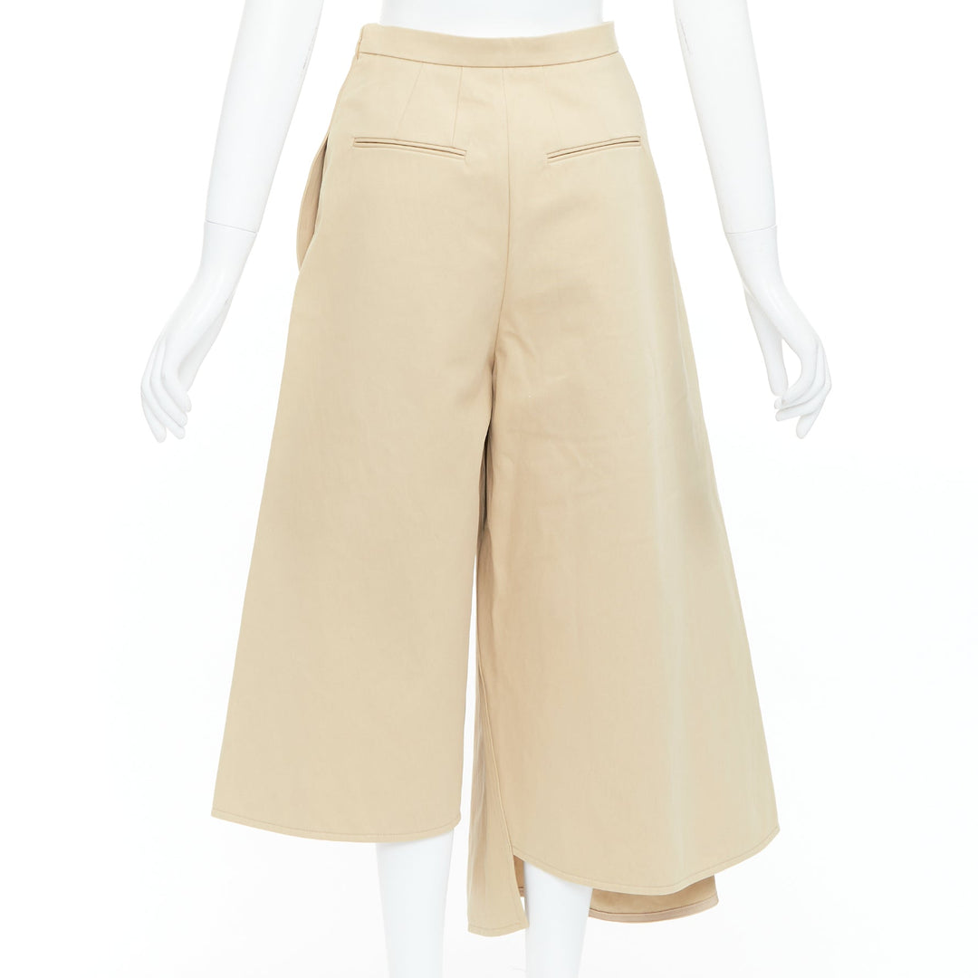PORTS 1961 beige cotton asymmetric wide cropped culottes pants IT38 XS
