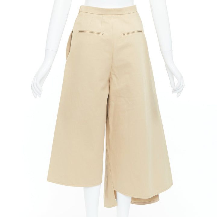 PORTS 1961 beige cotton asymmetric wide cropped culottes pants IT38 XS