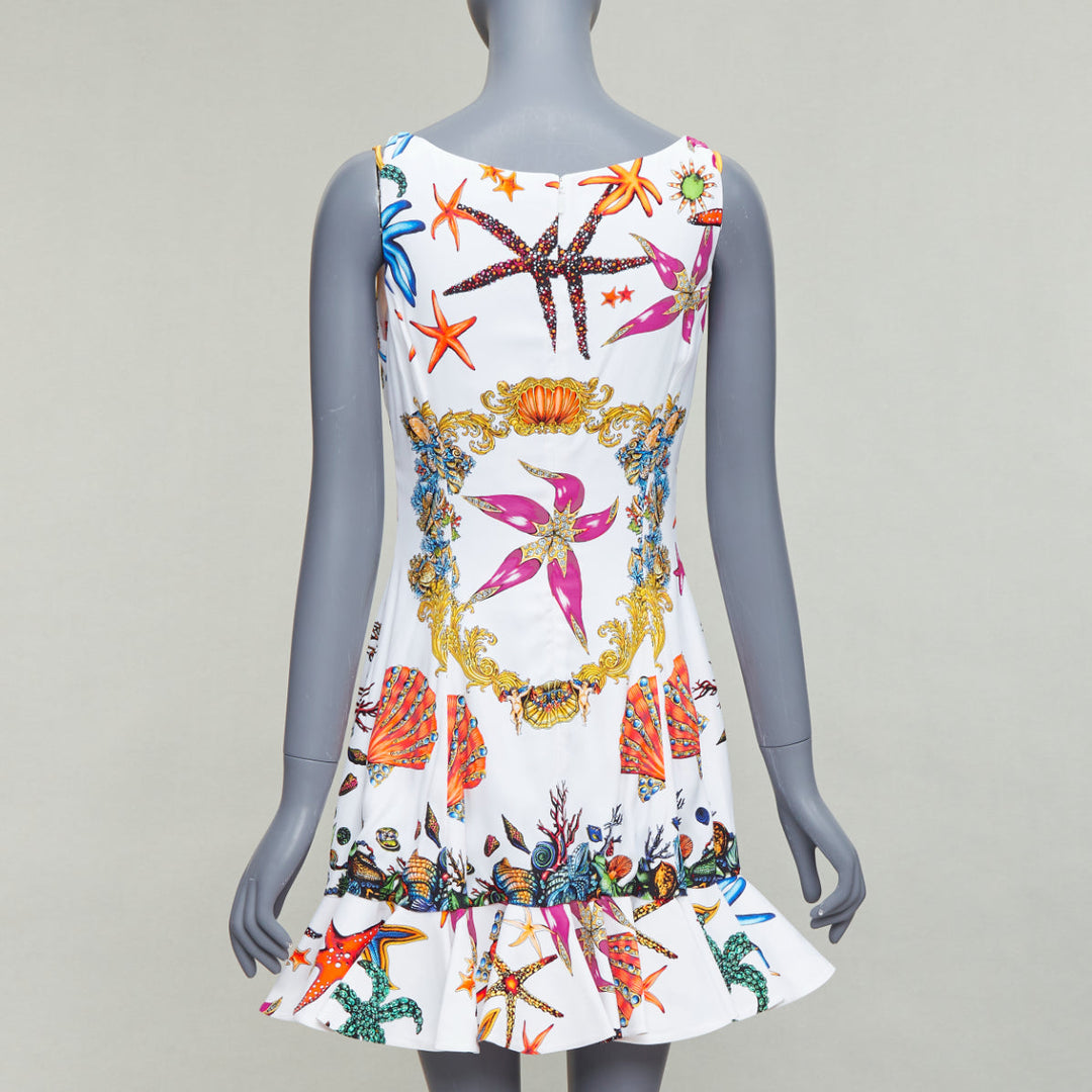 VERSACE 2021 Runway Tresor De La Mer white starfish corset flounce dress IT40 L