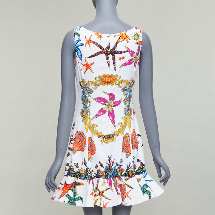 VERSACE 2021 Runway Tresor De La Mer white starfish corset flounce dress IT40 L