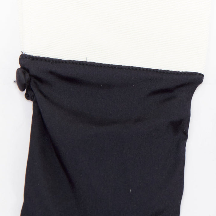 GIORGIO ARMANI black satin white cuff short evening gloves
