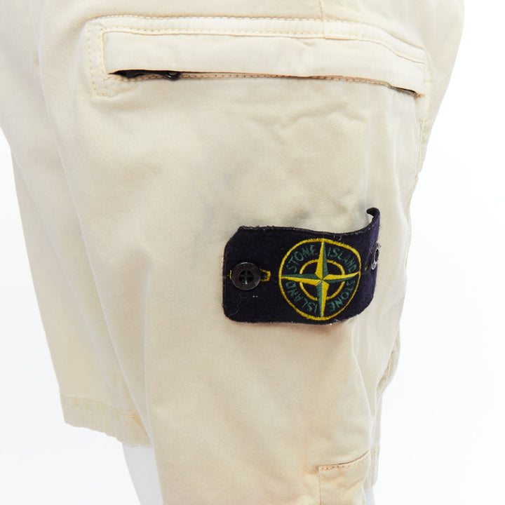 STONE ISLAND 2020 stone washed cotton blend logo patch shorts 30"