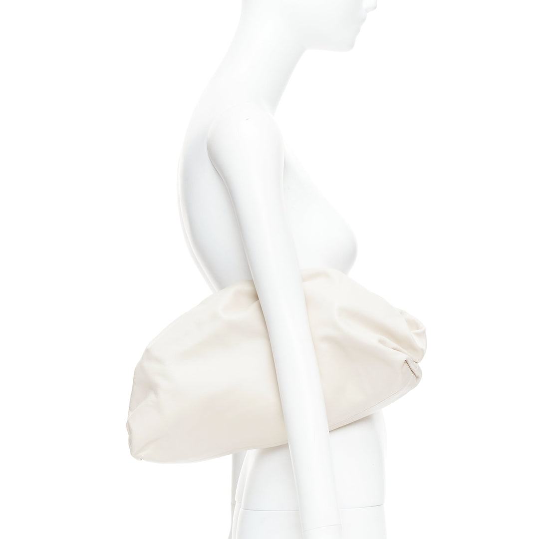 BOTTEGA VENETA Pouch off white cream soft leather oversized clutch bag