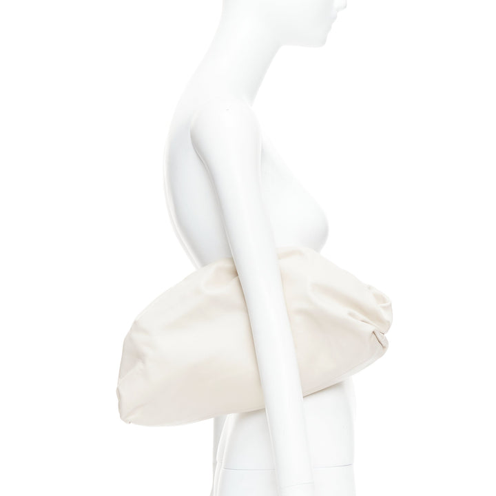 BOTTEGA VENETA Pouch off white cream soft leather oversized clutch bag