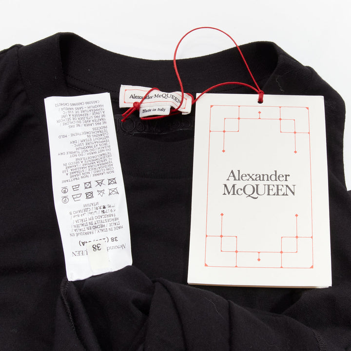 ALEXANDER MCQUEEN 2021 black cotton cold shoulder puff sleeves top IT38 XS