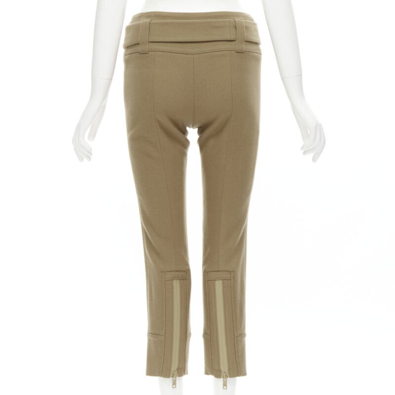PRADA camel tan wool buckle belt tapered cropped pants XS