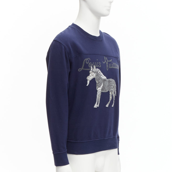 LOUIS VUITTON Chapman Brothers navy cotton LV logo horse embroidery sweater M