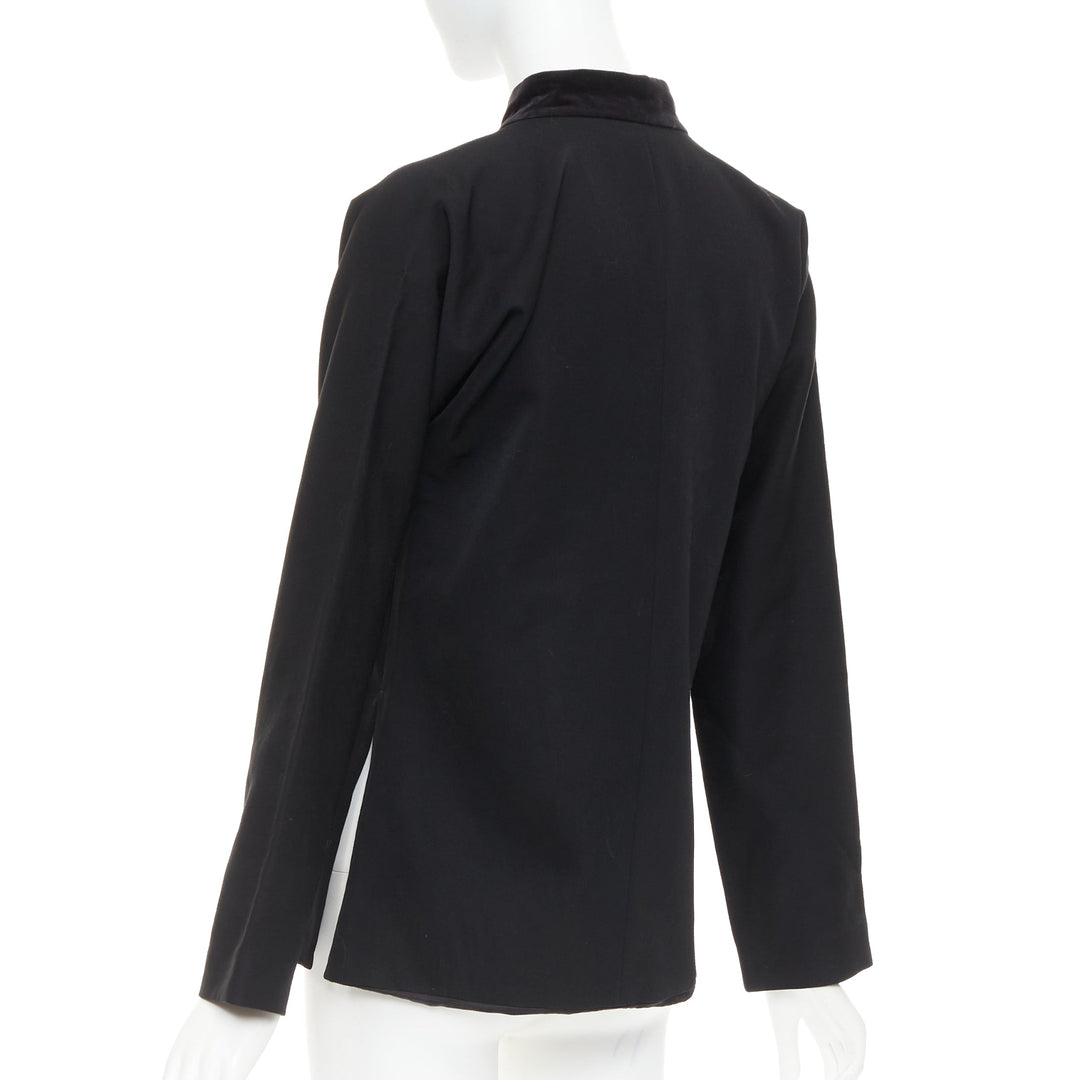 COMME DES GARCONS TRICOT 1998 Vintage black wool velvet mandarin collar jacket