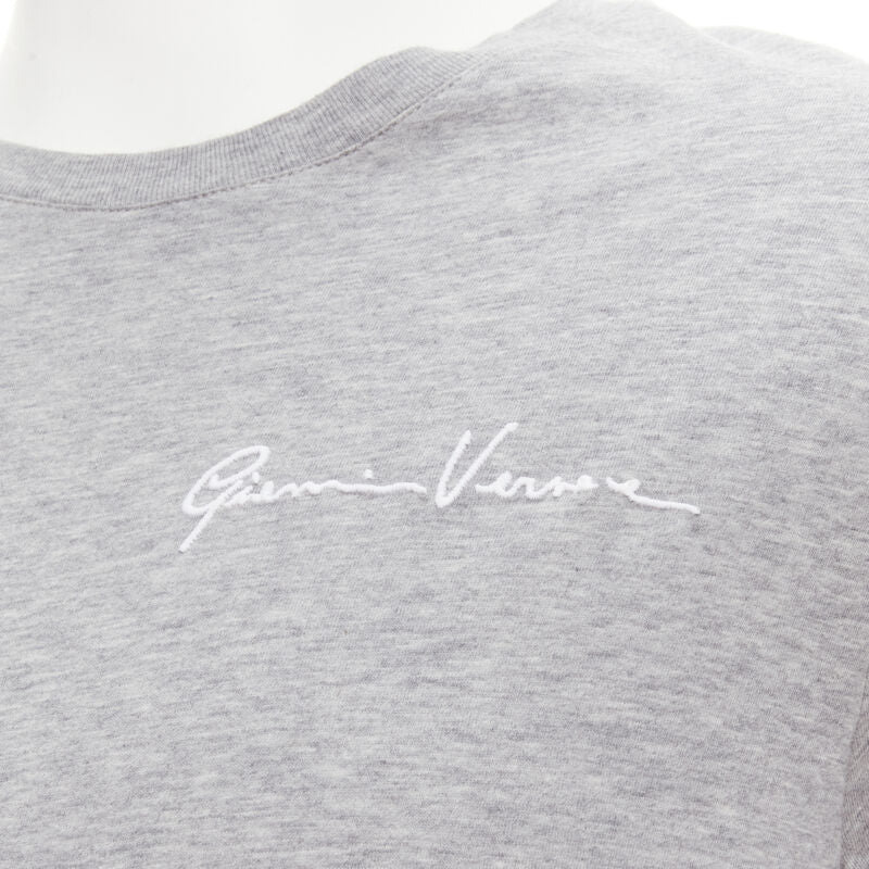 VERSACE white Gianni Signature logo embroidery grey tshirt Taylor Fit S