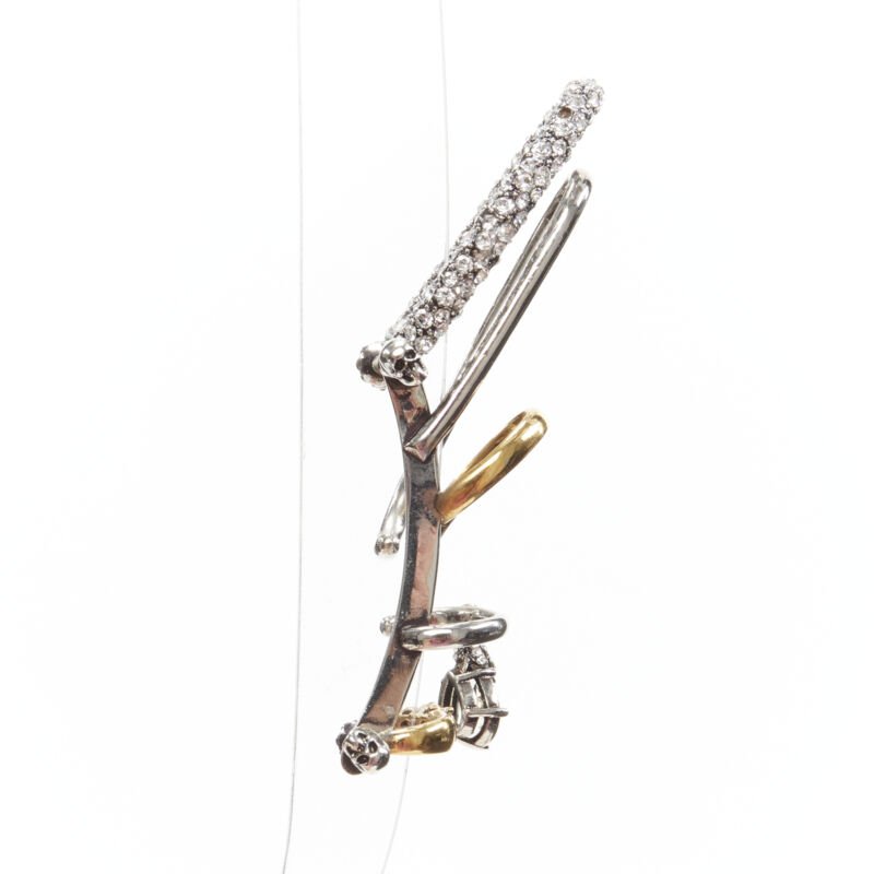 ALEXANDER MCQUEEN Runway Multi hoop gold silver crystal cuff earring
