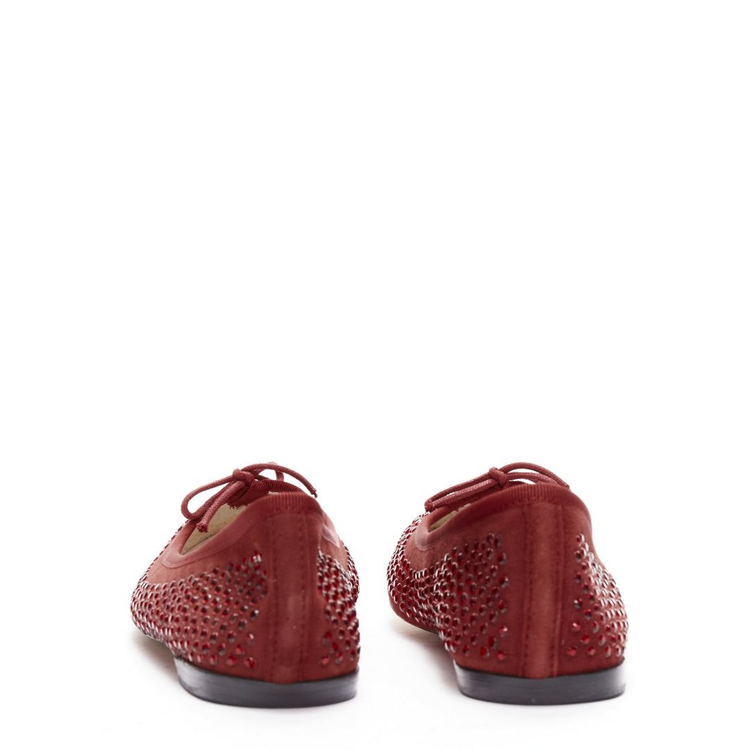 REPETTO 60 Anniversary Limited Edition red crystal suede ballet flats EU37