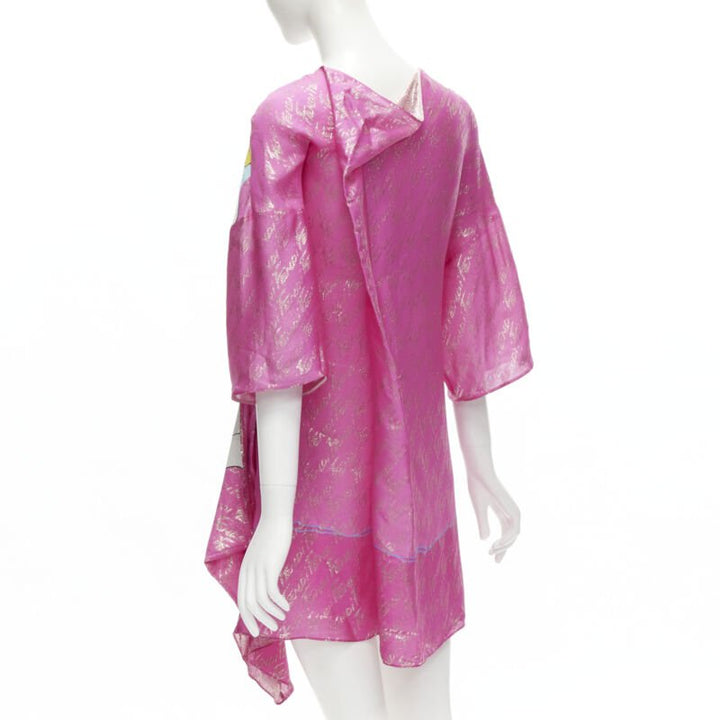 FENDI 2022 Runway Antonio Lopez metallic pink logo jacquard dress IT36 XS