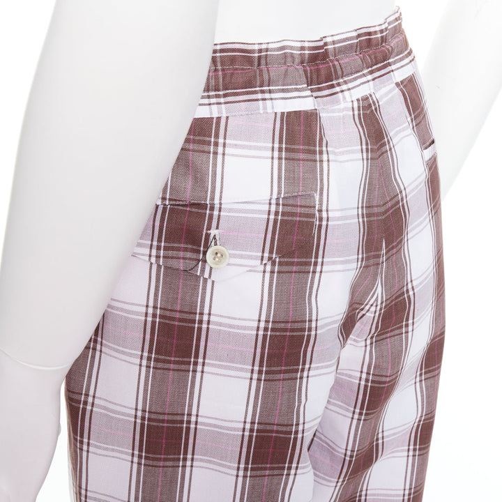 COMME DES GARCONS Homme Deux 2016 brown white checkered tapered pants S