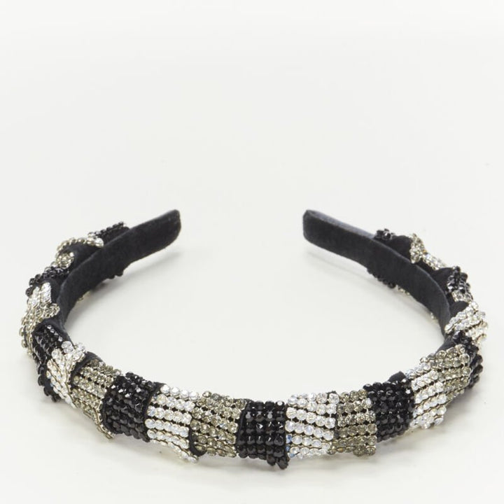 ALEXANDER ZOUARI black silver crystal encrusted headband
