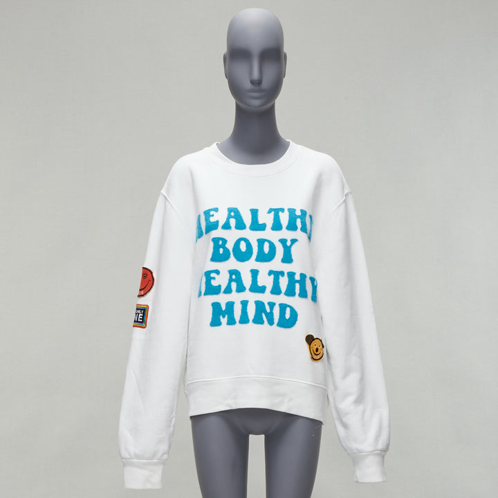 AMIRI 2021 A Love Movement healthy body knit badge smiley face white hoodie L