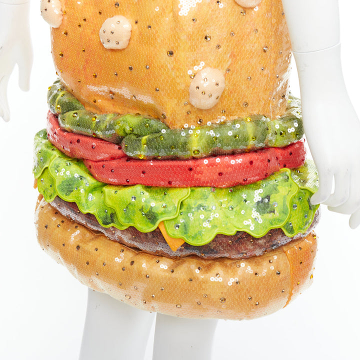 rare MOSCHINO Jeremy Scott Diner Group Duchesse sequins hamburger skirt IT38 XS