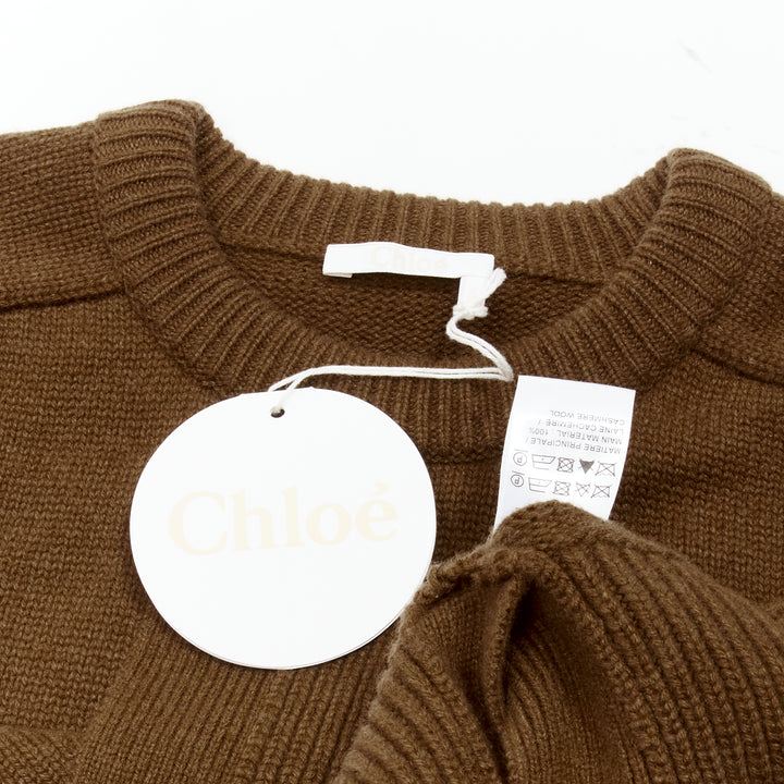 CHLOE 100% cashmere brow round puff sleeve cropped sweater S