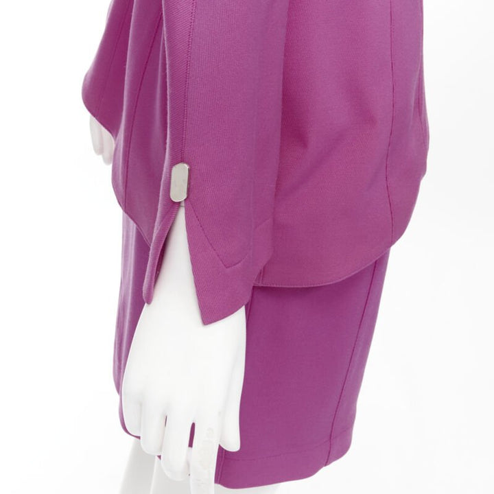 THIERRY MUGLER Vintage pink space age curved lapel metal buckle blazer IT9AT S